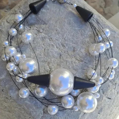 Collar Perlas Negro